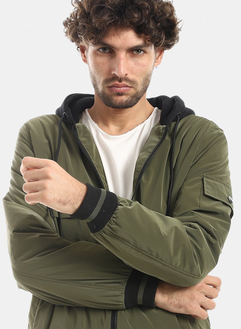 Andora Casual Hooded Jacket_Olive - Image 4